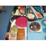A cased Melody Junior Ukulele and collection of 78 vinyls and a selection of Sewing Items,