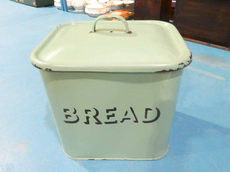 Green enamel Bread Bin