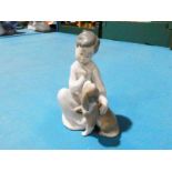 Lladro 4522 Seated Boy with Dog