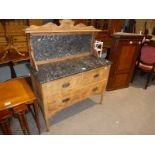 An Edwardian bleached oak Wash Stand with marble top and back