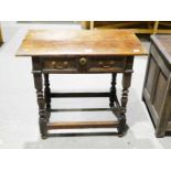 An early 19th century Oak Side table with single drawer