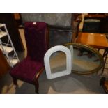 A button back Nursing chair and 2 Wall Mirrors