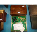 A reproduction Staunton travelling Chess Set and a wooden Trinket Box