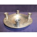 A Circular pewter Candle Holder by Kenneth Turner, dished Circular Form 31cm diameter
