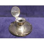 A Large Silver Capstan Lukwell with glass liner 18cm diameter
