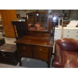 Early 20thc oak Mirror Back Dressing Table with 2 drawers