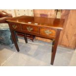 A mahogany Side Table with 3 Frieze Drawers