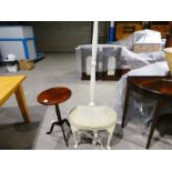 A painted Standard Lamp, Dressing Stool and small Tripod Table
