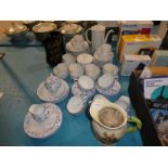 Rosenthall white porcelain part Table Service, German porcelain Tea Service, Crown Devon Musical Jug