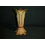 A Royal Worcester blush ivory Vase, relief moulded in a pattern of leaves, 20cm high