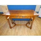 An early 20th century oak fold over top Dining/Occasional Table, rectangular three piece hinged