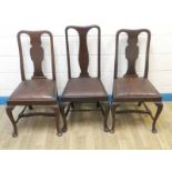 A set of eight 20th century Queen Anne style Dining Chairs of typical form with shaped solid splats,