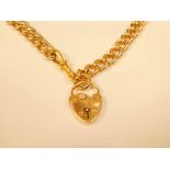 A 9ct gold guard chain bracelet with heart shaped clasp, 22.5cm, 20.3g