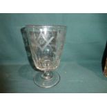 A large Regency Masonic commemorative Rummer Glass, tapering body etched with Masonic Thistle
