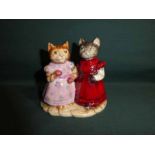 A Royal Doulton rare Beatrix Potter Group, Mittens and Moppet in trial colourway, stamped the