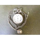 A late 19th century silver cased open face Pocket Watch, white enamel face, Roman numerals,