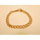 A 9ct gold curb link fob chain bracelet with graduated links 22cm, 23.6g