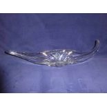 A large 20th century Murano Gondola style clear glass Bowl 64cm long