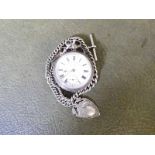 An early 20th century silver cased open faced Pocket watch, white enamel face, Roman numerals,