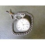 A late 19th century silver cased open face Pocket Watch, white enamel face, Roman numerals,