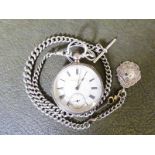 A late 19th century silver cased Pocket watch, white enamel face with Roman numerals, subsidiary