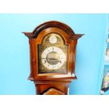 A good quality 20th century Grandmother Clock, inlaid mahogany case, eight day key wind movement