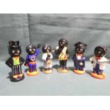 Six Carlton Ware limited edition hand painted Golly Character Figures, three boxed including Super