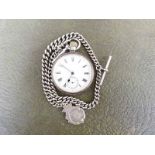 An early 20th century silver cased open face Pocket watch, white enamel face, Roman numerals,