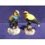 Royal Crown Derby Bee Eater (beak snapped off) and a Golden Oriole