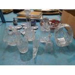 7 Items of Lead Crystal Glass including 2 baskets and 2 decanters