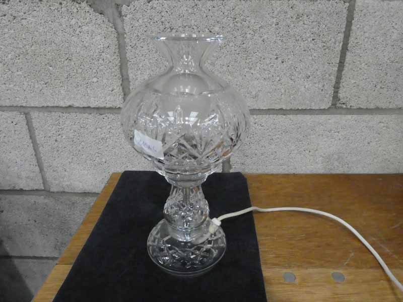 A Lead Crystal Glass two piece table lamp, 30cm high