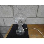 A Lead Crystal Glass two piece table lamp, 30cm high