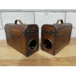 A pair of wooden wine/ spirit caddies with hinged lids