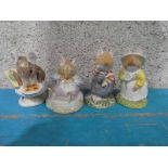 Royal Doulton Brambley Hedge Mr Toad Flax, Wilfred Toad Flax,Primrose Wood Mouse and Beswick