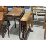 A small oak Occasional Table and a small Burr walnut drop leaf Table