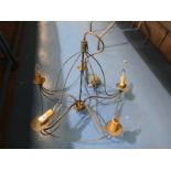 Five branch steel rod and wire Ceiling Light Fitting