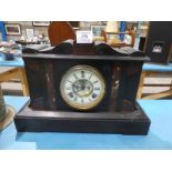 A large black slate Mantle Clock