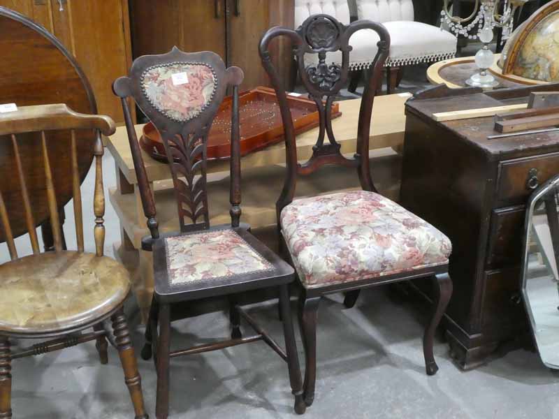 A Victorian mahogany Stand Chair and an Aesthetic style Bedroom Chair