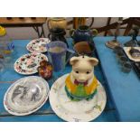 Thirteen items of Ceramics inc Deco Jugs, Vases, Piggy Bank, Plates etc