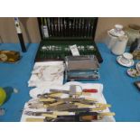 Baby Scales, old Hall part canteen, loose Flatware and Linen