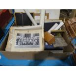 A box of mixed ephemera and Pictures