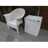 A Lloyd Loom Bedroom Chair and Linen Box