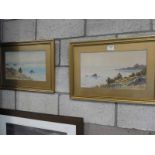 EVELYN Bishop (AKA Frank Dobson 1886 - 1963) a pair of Coastal Scene watercolours 25cm X 44cm