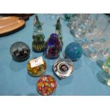 Eight assorted glass Paper/Desk Weights