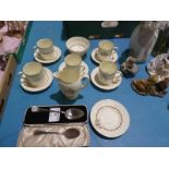 A 13 piece Royal Worcester Part Coffee Service, a silver Dessert Spoon 1.02oz and a plated tea