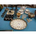 An assortment of Tableware inc Pottery, Pewter, Silver Plate etc