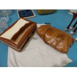 An Impala Skin bound Trinket Box and a Python Skin Handbag