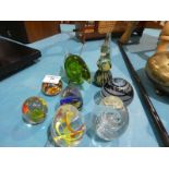 Eight assorted glass Paper/Desk Weights