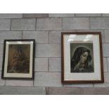 A religious Devotional Print and Tapestry and a lithographic Print