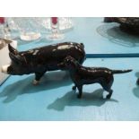 A Beswick Berkshire Boar and a Black Labrador